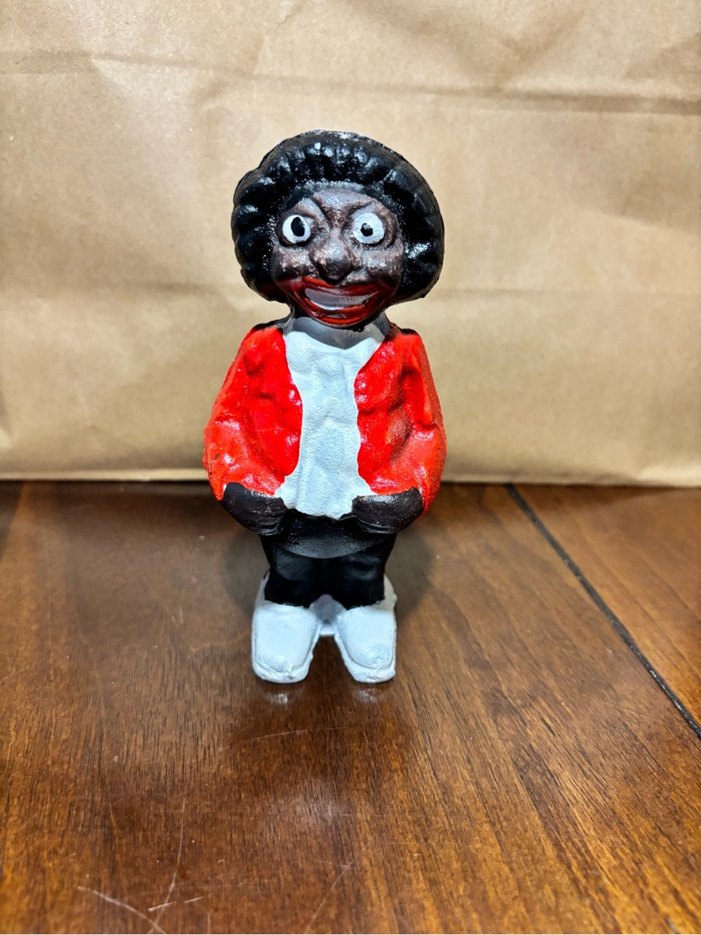 Golliwog Vintage Hand-Painted Figurine in Red Jacket and White Shoes